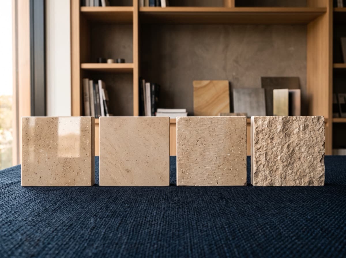Stone Finishes: Polished, Honed, Brushed, Flamed — Natural Stone — The Archispace material library